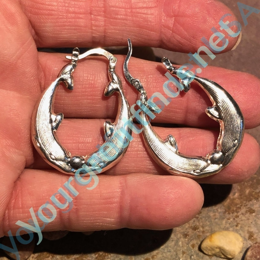 Amazon.com: 14k White Gold Dolphin Hoop Earrings: Clothing, Shoes & Jewelry